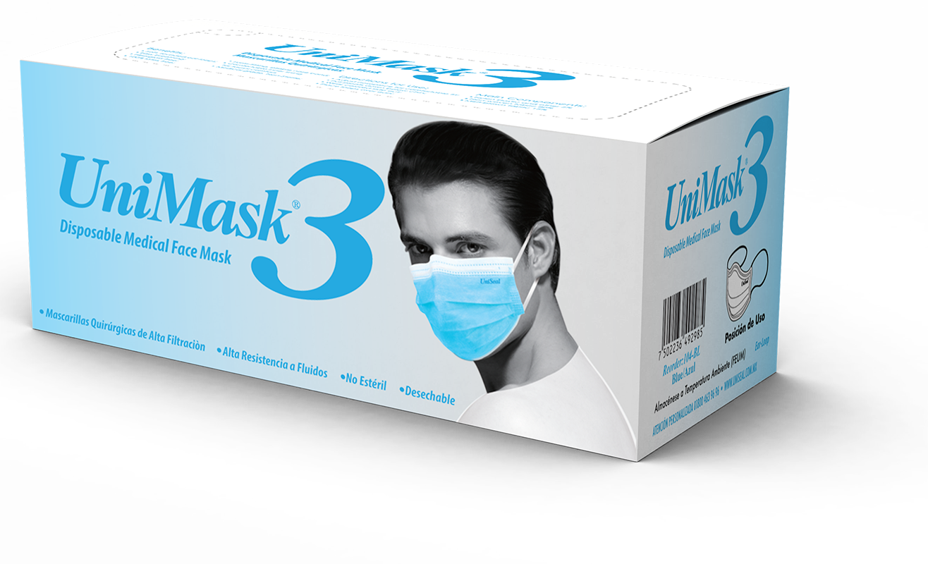 Cubrebocas de 3 capas UniMask 3 UniSeal