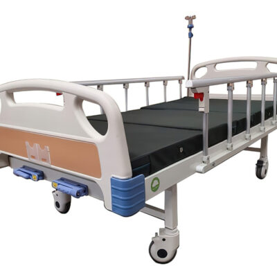 Cama manual de lujo 2 manivelas, con ruedas, mesa y porta suero