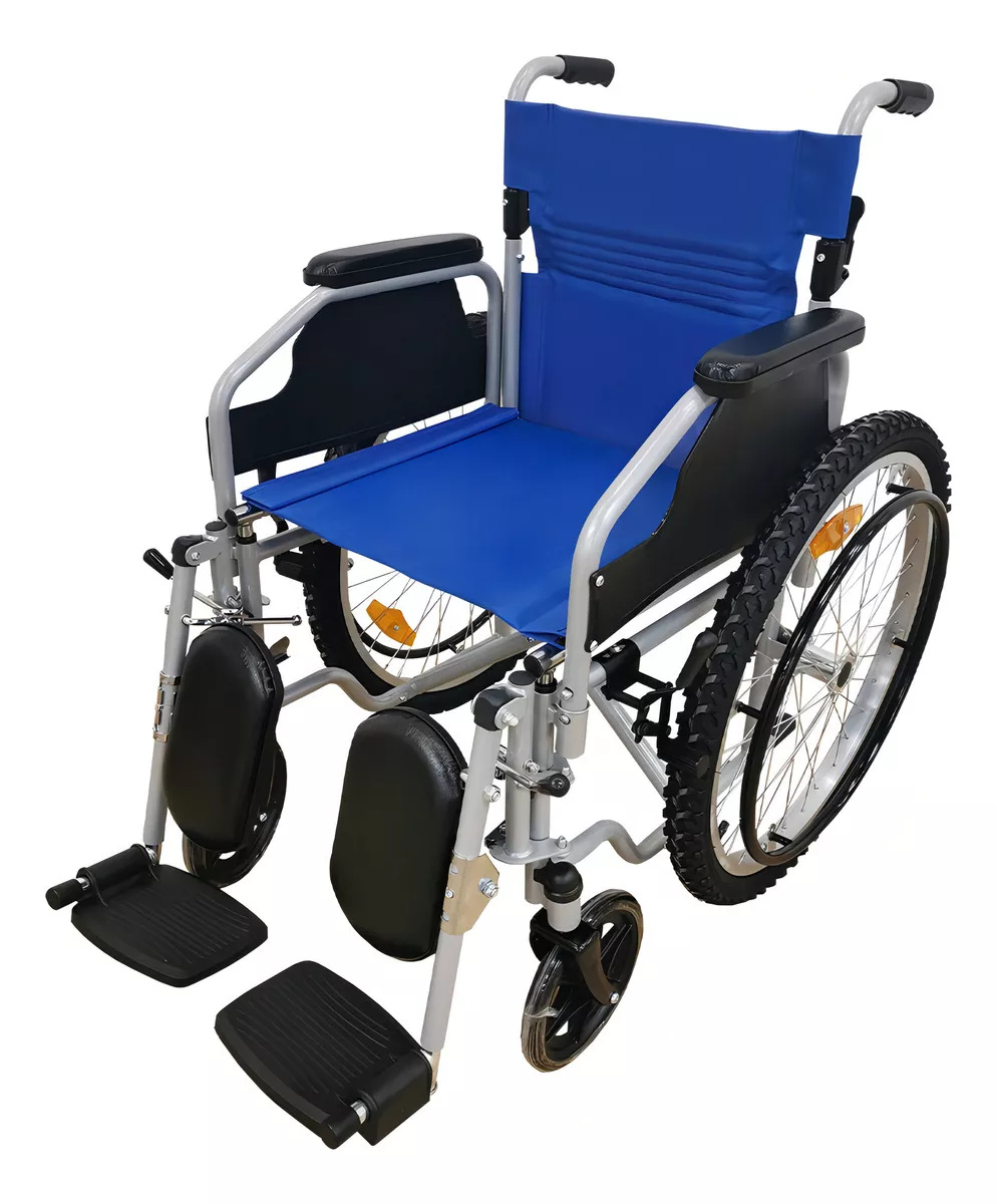 Silla de ruedas todo terreno esmaltada en color azul