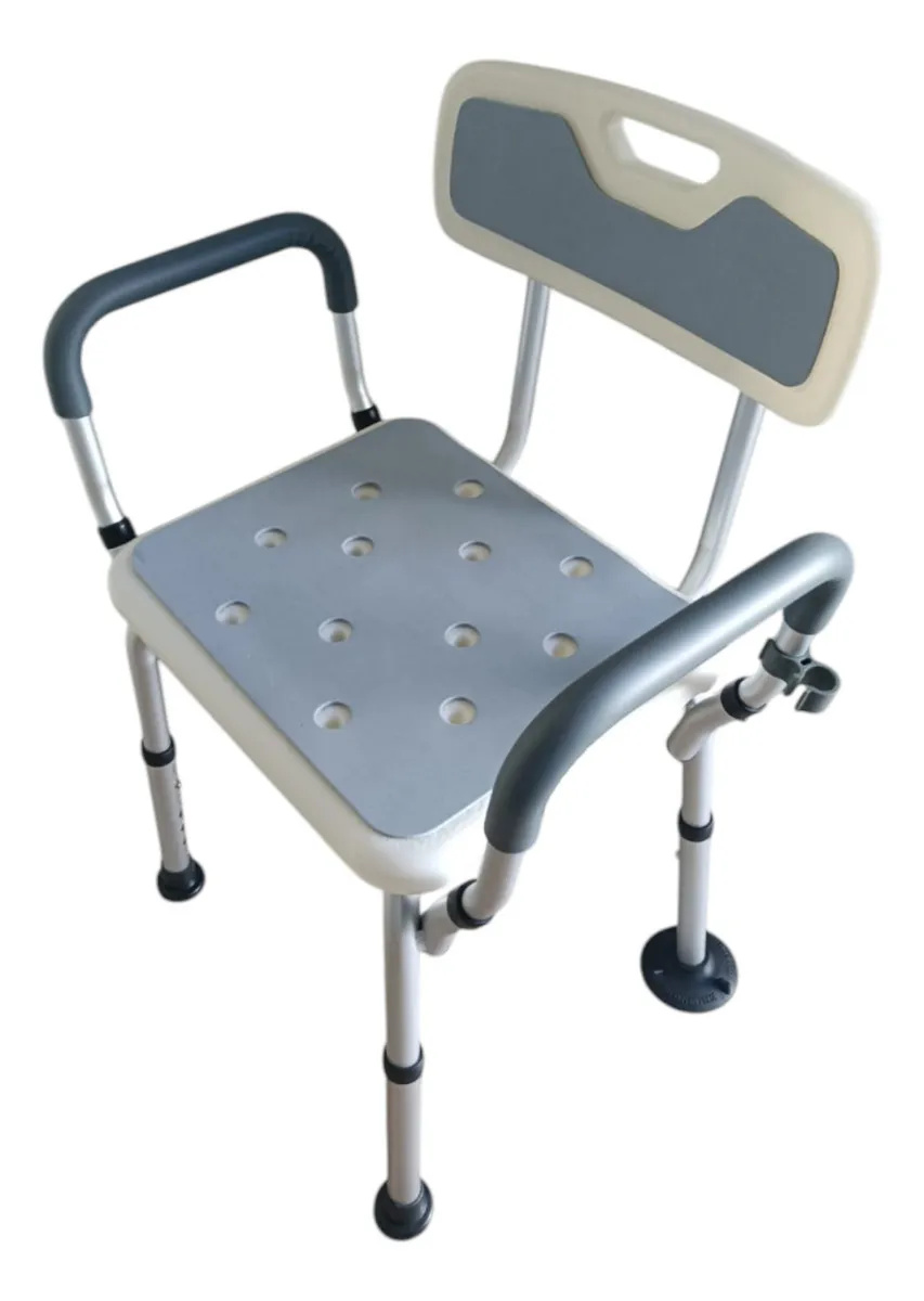 Silla ducha en aluminio con respaldo y descansa brazo - Imagen 4