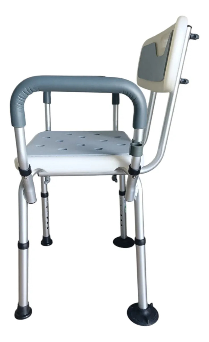 Silla ducha en aluminio con respaldo y descansa brazo - Imagen 3
