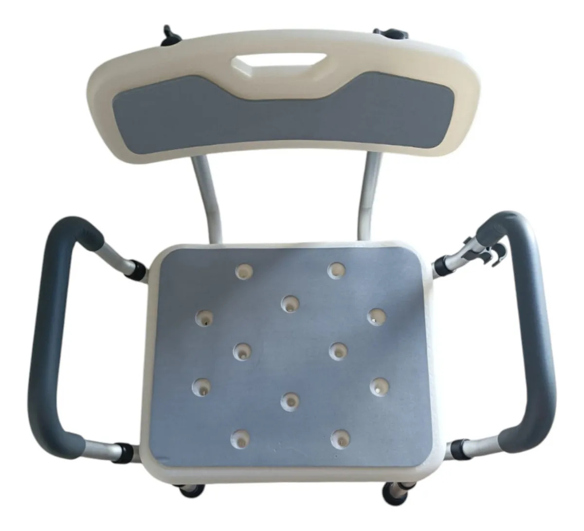 Silla ducha en aluminio con respaldo y descansa brazo - Imagen 2