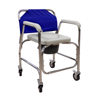 Silla ducha cómodo, acojinada, con ruedas