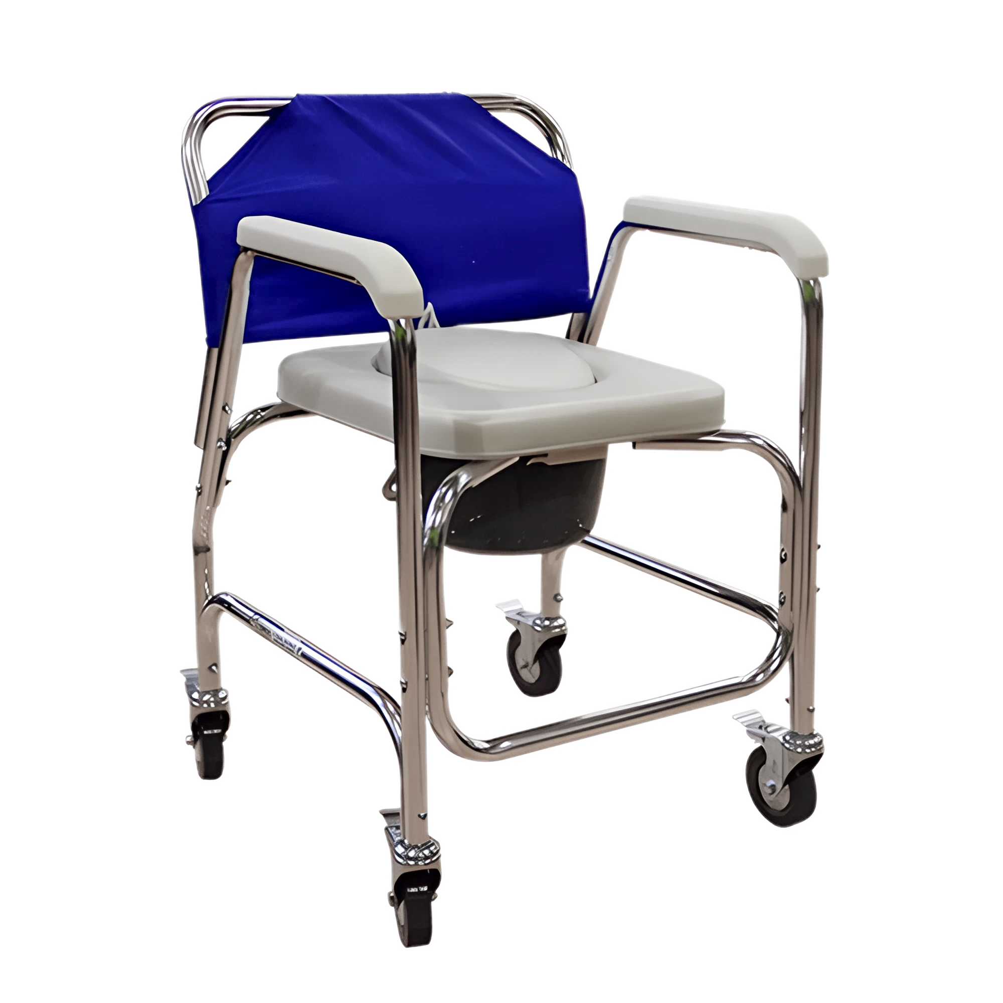 Silla ducha cómodo, acojinada, con ruedas