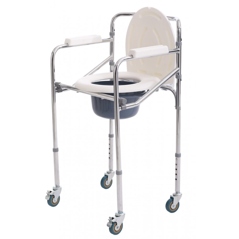 Silla comodo cromada plegable con ruedas