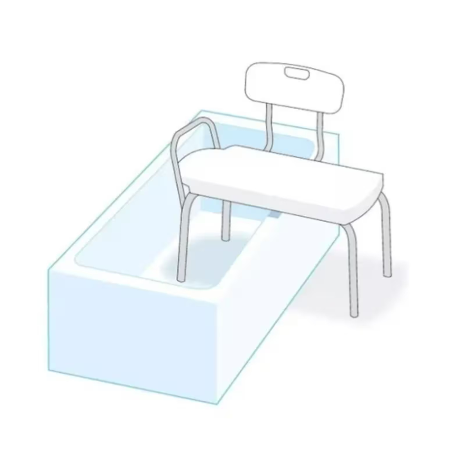 Silla banco ducha en aluminio con extensión y respaldo - Imagen 3