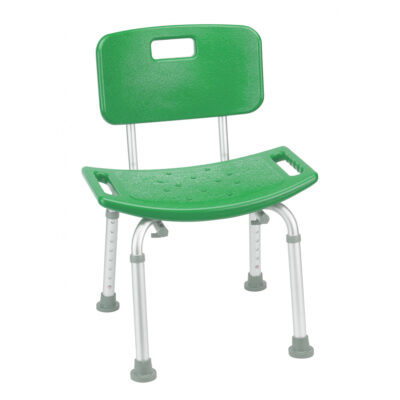 Silla ducha verde de aluminio con respaldo