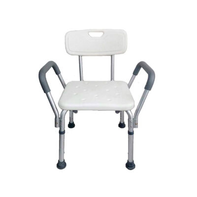 Silla ducha de aluminio con respaldo y descansabrazo